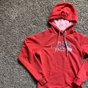 SOLD North Face coral hoodie with tribal boho logo